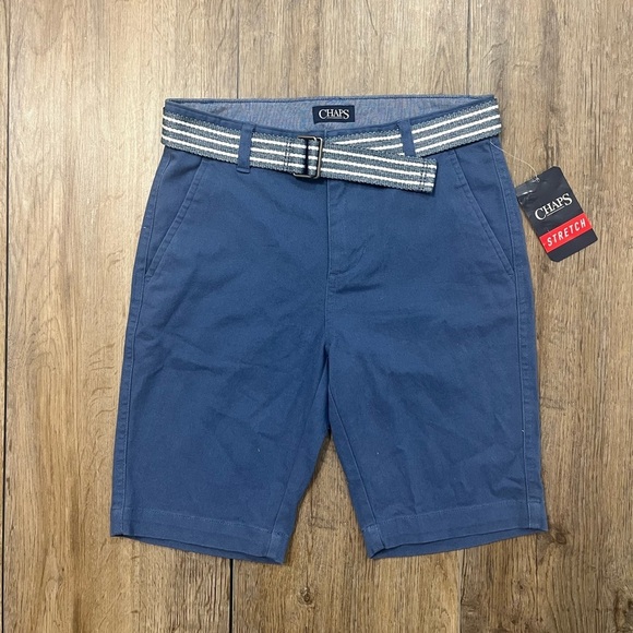 Chaps Boys Shorts Sz 10 Blue With Belt Stretch Twill Flat Front Pockets NWT $36 - Picture 10 of 10
